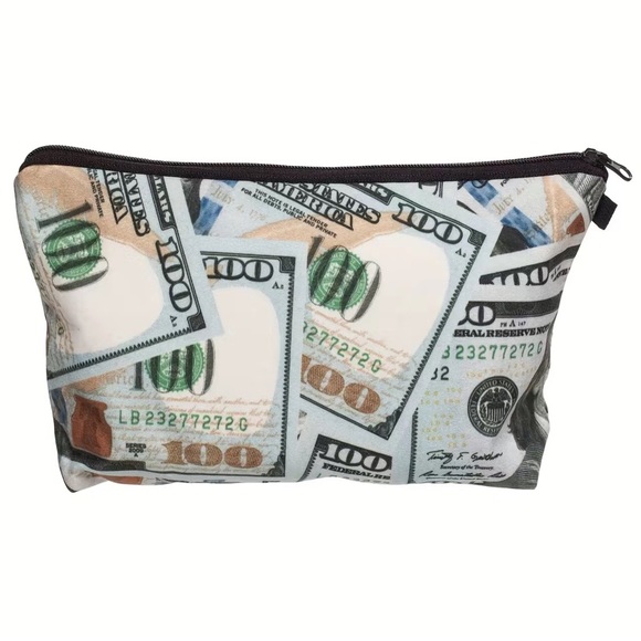 Womens NEW Green Money Print Cosmetic Bag/Tarot Clutch/Mini Purse, OS - Picture 2 of 8